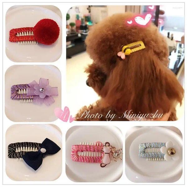 Abbigliamento per cani Clip per capelli fatti a mano Orsacchiotto Occiglia Ornamento OKSHAMALZI PET GIETRI 10PCS