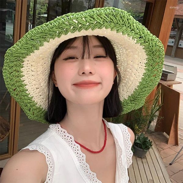 Boinas versão coreana da cor da moda correspondente a palha feminina Caps Summer Garra