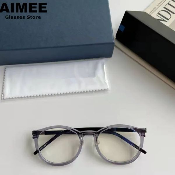 Lentes 2023 Marca da Dinamarca Round Titanium Glasses Frame Ultralight Men Women Prescription Horn Horn Optical Spectacles Oclus 1243