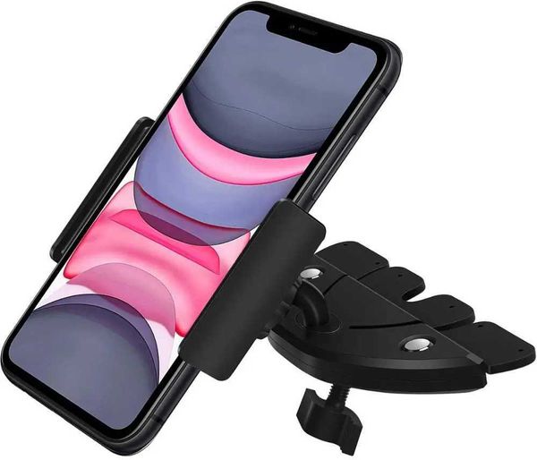 Celular Mounds suports univerola portador de telefone de carro gravidade Linkage Mount para celular para CD Slot Slot CD Ajustável 360 rotação bloqueio automático CRADLE Y240423