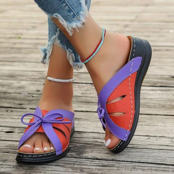 Slippers Low Heel Wedges Modern Mixed Mixed Shoes femininos adultos à venda 2024 Marca