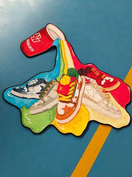 Tappeto Populano marca Scarpe di marca Sneaker Carpet Populante tappeto di moda Camera da letto Parlora per bambini Area del tappeto Decorazione del soggiorno Tapis T240422