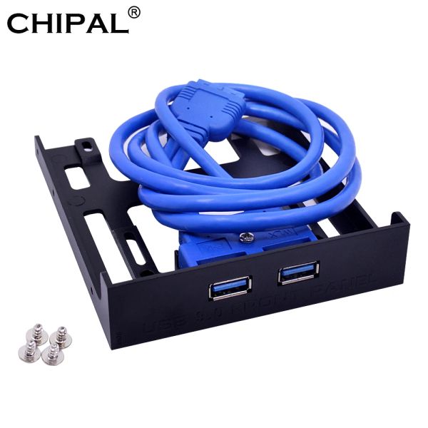 Hubs Chipal 20pin 2 Port USB3.0 Hub USB 3.0 Adaptador de cabo do painel frontal FDD Suporte para PC Desktop