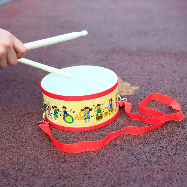 Strumenti ORFF Musical Strumenti Fumettoni Drum Hand Drum Percussion Strumento portatile in legno Porta doppiamente TAMBOURINE Kids Educational Toys