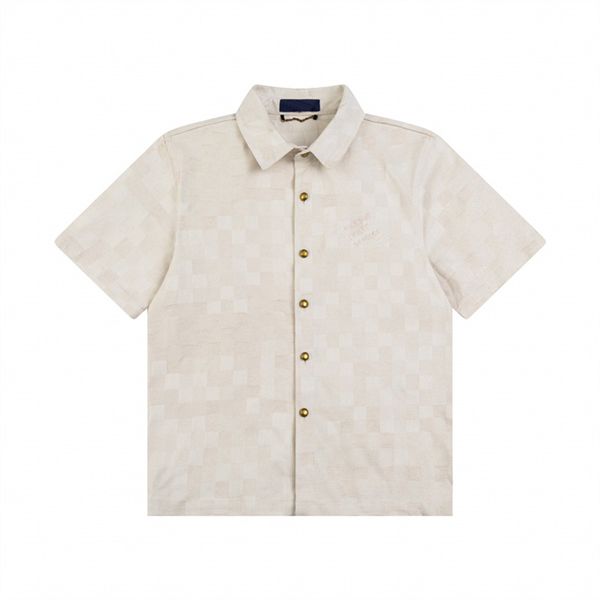 Мужская одежда рубашка сгибание воротник Slim Fit Рукавы с коротким рукавом дизайнерский бренд клетчат