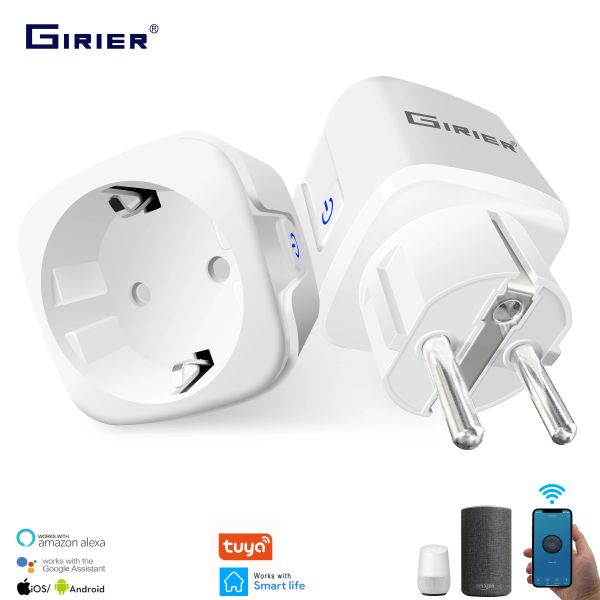 Plugs 16a plugue de energia smart wi -fi smart com monitor de energia smart home wi -fi wireless socket ouslet funciona com o aplicativo Alexa Google Home Tuya