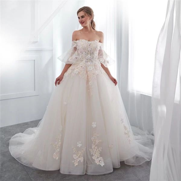2024 Lace Wed Dress Dress Country Vestres bohemian Boho Lace Aplicado Vestidos de noiva Aplicado Vestido de noiva de luvas de manga longa Vestido de noiva de luxo