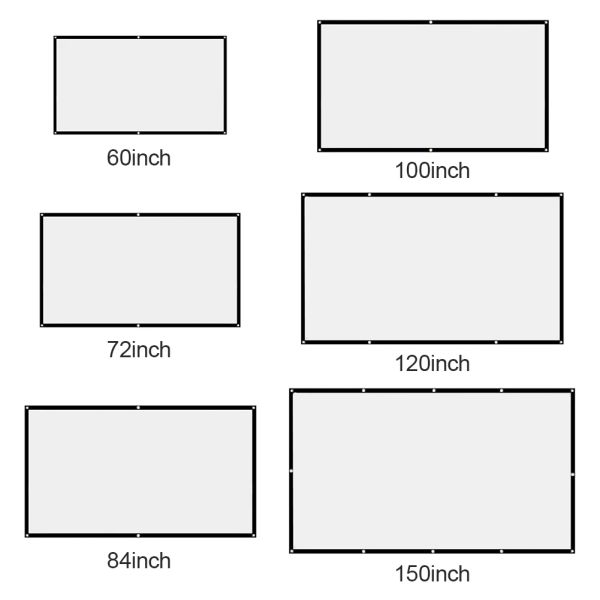 Teile Projektor Bildschirm Smart TV -Bildschirme Projektor Bildschirm 16: 9 Home Cinema Theatre einfache Projektorbildschirm 60/72/84/100/120/150 Zoll