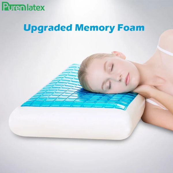 Travesseiro purenlatex 60*40*12 Silicone Gel Memory Foam Summer Spondilosis e eczema impedidos para cura vértebra cervical