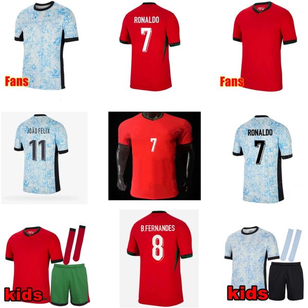 New1: 1 Europäischer Pokal 24 25 Portugiesejersey Joo Felix B.fernandes Fußballkenntnis Nationalmannschaft 2024 Bruno Fernandes Ronaldo Diogo Player Version+Fan Kit+Kinder