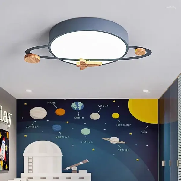 Luzes de teto iluminação de quarto design moderno infantil quarto planeta luz para cama em casa crianças