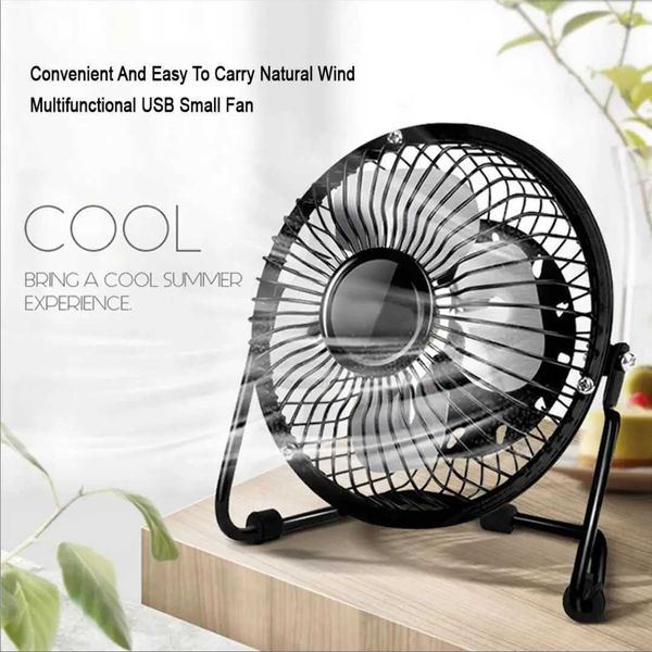 Altri elettrodomestici mini ventola USB Ventola portatile Refresco di raffreddamento in metallo Refresco a 4 lale Desktop Silent Ven General Motors Laptop Desktop Fan J240423