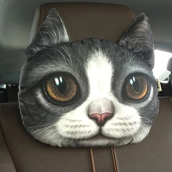 Travesseiro 30*25cm Creative 3d Animal Cat Dog Head Seat pescoço Resto Coscada de cabeça Pillow Creol de cabeça de cabeça legal Coscões de cabeça