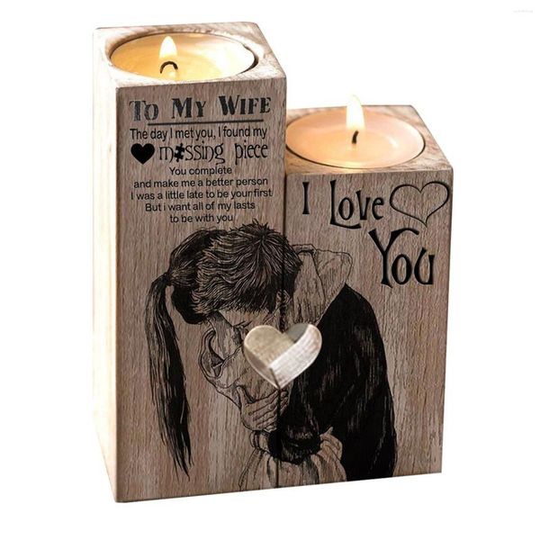 Titulares de velas Capacestick em forma de madeira em forma de coração Decoração do dia de artesanato de namorado pendura a granel