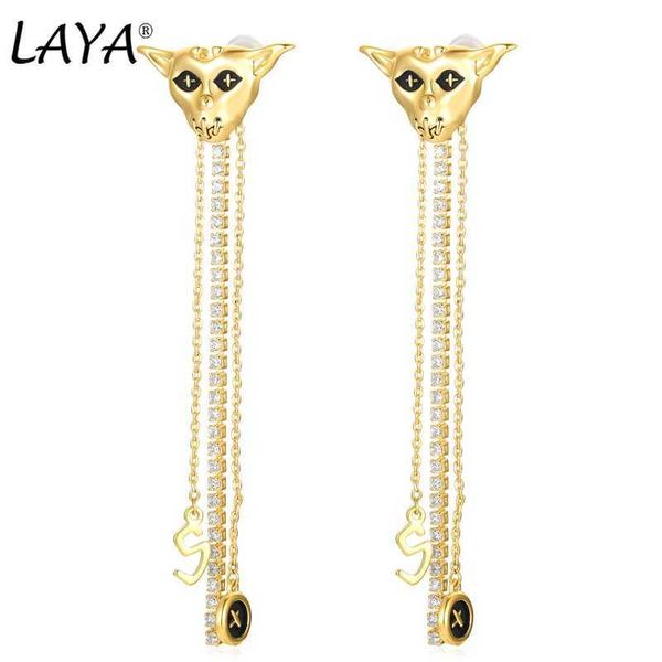 Charm Laya Devil Gold Color Drop Dangle Brincos de borla para mulheres Party Girl Punk Presente Cool Ear Piercing chic moda jóias modernas y240423