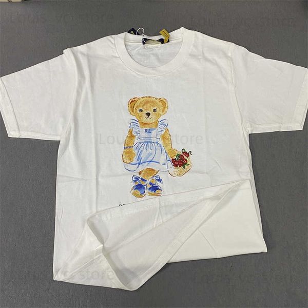 Herren T-Shirts New Lotte Polo kurzärmeliger Kirschkorb Bären Damen T-Shirt Dünn T atmungsaktives T-Shirt Casual Paar T-Shirt T240423