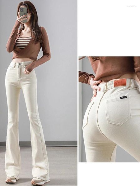 Jeans feminino elástico micro-hidromassagem grande tamanho 2024 outono slim lison cenim calça escapada namorado para mulheres