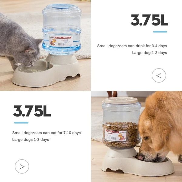 Nuovo 2024 Automatico alimentatore per cani acquer ad alta capacità ciotola alimentare alimentare a gravità distributore di acqua per animali domestici per cani gatti 3,8 l accessori per cani- per