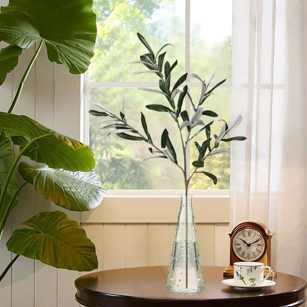 Dekorative Blumen Hochzeit DIY -Dekoration getrockneter Olivenzweiggrüner Blätter Simulation in voller Länge 77 cm europäischer Typ Einkranzblatt