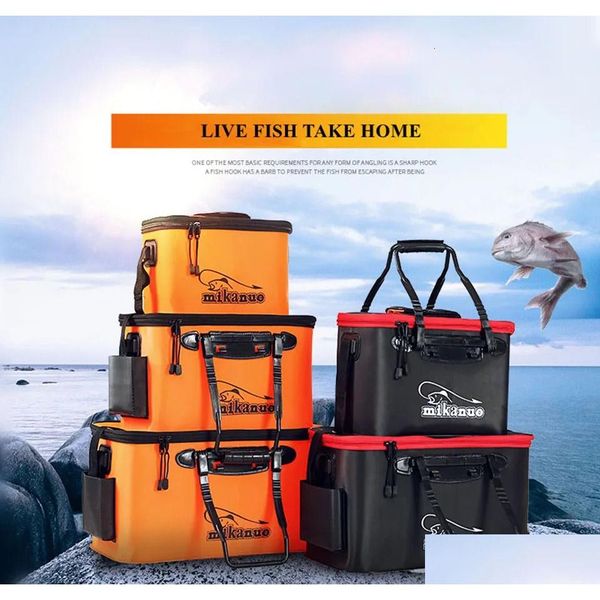 Fischereizubehör tragbare Eva -Bag Zusammenklappbarer Eimer Live Fish Box Nocken Wasserbehälter Pan Basin Tackle Storage Keine Pumpe 240113 DR DHG70