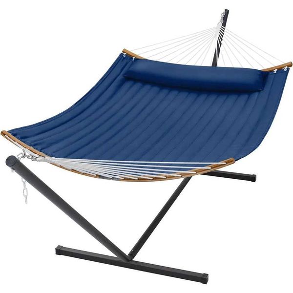 Camp Furniture gebogene Stangenbügel mit Klammer 2-Personen-Hangshügel abnehmbarer Kissen Navy Blue Hanger Y240423