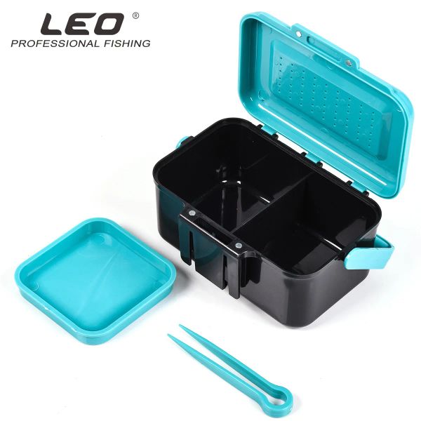 Accessoires Leo Abs Plastikfischerbox Werkzeug 27778 Fischerei lebende Köder Fall Regenwurm Köder Wurm Köder Angriff Vorspeicher Behälter Lures Haken Haken