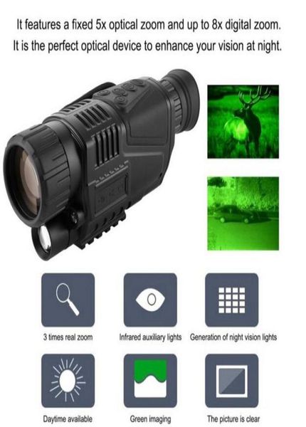 Teleskopkamera mit Nachtsicht 200m Range 5x40 12MP Digital Infrarot Cam Optics Überwachung3300963