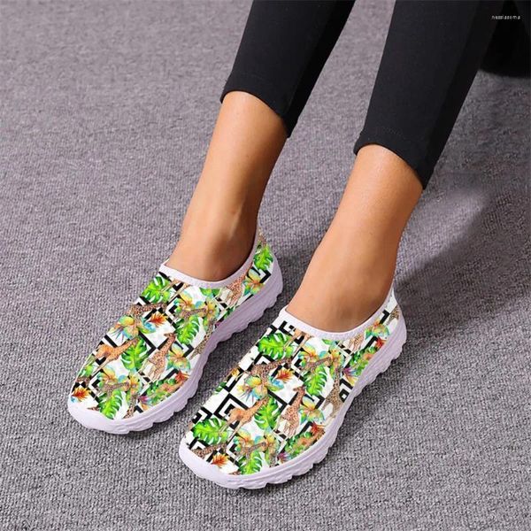 Scarpe casual kawaii tropicale giraffa pattern primaverile autunno che corre in usura sneaker arte indigene resistenti alle calzature da viaggio all'aperto