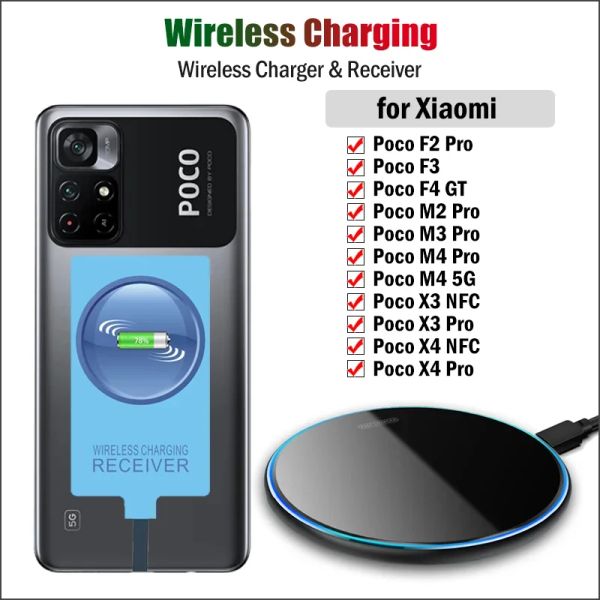 Receptor de carregador sem fio Chargers para Xiaomi Poco F5 F4 F3 M3 M4 M6 PRO X3 NFC X4 X5 Pro Wireless Charging Adapter Connector TypeC Conector