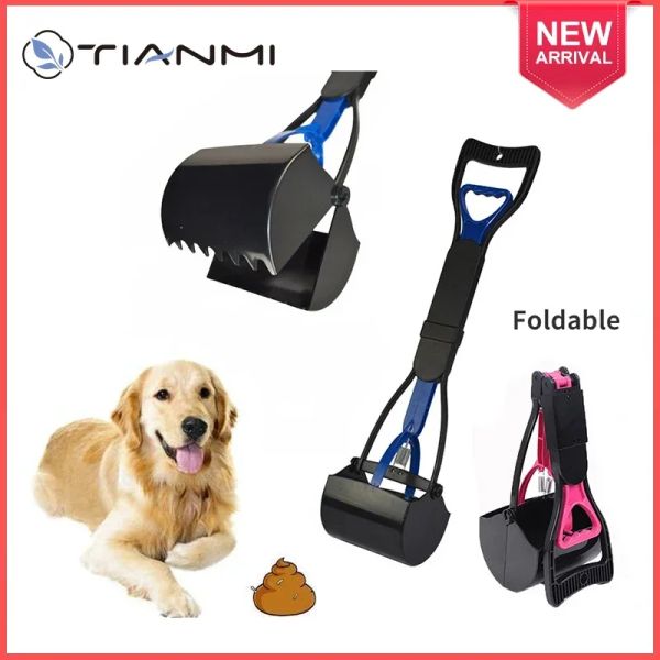 Taschen langes Griff Pet Poop Scooper Faltbare tragbare Schaufel Animal Feces Picker Pooper Schaufel für Hunde im Freien Reinigungswerkzeuge Tianmi