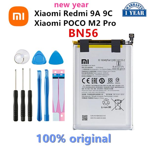 DRAAIGEREEDSCHAP Xiao MI al 100% Orginal BN56 5000Mah Batteria per Xiaomi Poco M2 PRO Redmi 9C 9C Batterie di sostituzione del telefono di alta qualità +Strumenti