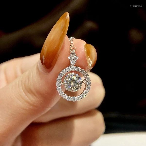 Anhänger Gra 1ct Brilliant zertifiziertes Mini Round Moissanit Diamond Hochzeit Halskette für Frauen Geschenk echt 925 Sterling Silber Fine Juwely