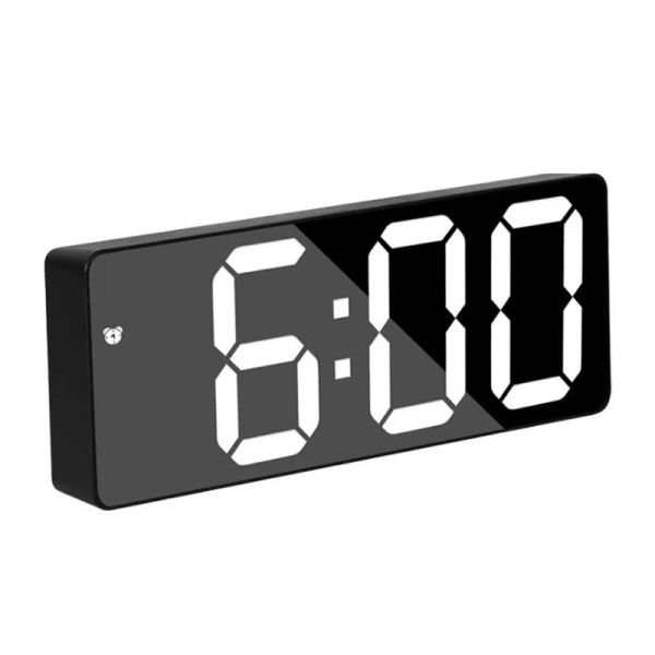 Часы акрил/зеркальный цифровой сигнал сигнализации голосовой сигнал голосовой сигнал (питание от батареи) Столовые часы Snooze Night Mode 12/24H Электронные светодиодные часы