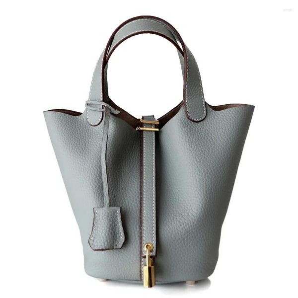 Drawschnell echte Leder -Frauen -Eimer -Taschen Damen Damen Soft Casual Totes Frauen hochwertige Korbbeutel Handtaschen und Geldbörsen