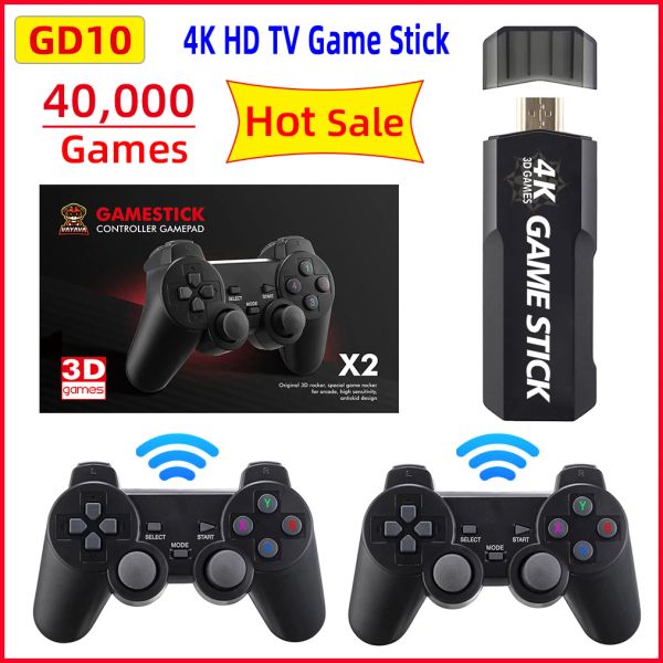 Console Game Stick 4K GD10 Console per videogiochi portatile Controller wireless Controller HD TV Retro Game Console 40000+ Giochi per PS1/N64/DC