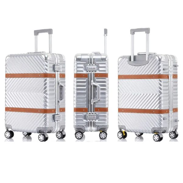 Carry-Ons Vintage Gepäck Stille Universal Wheel Fashion Lady 24-Zoll-Aluminiumrahmen-Trolley-Koffer 29 