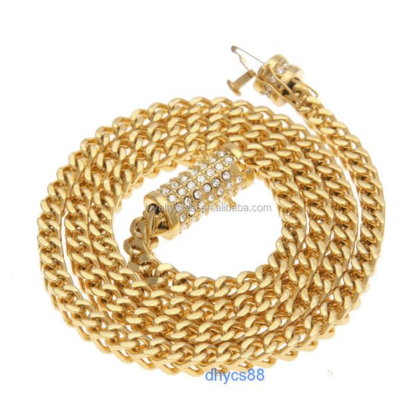 Hip Hop 18K Italiano Gold Franco Chain Necklace Dubai per uomini
