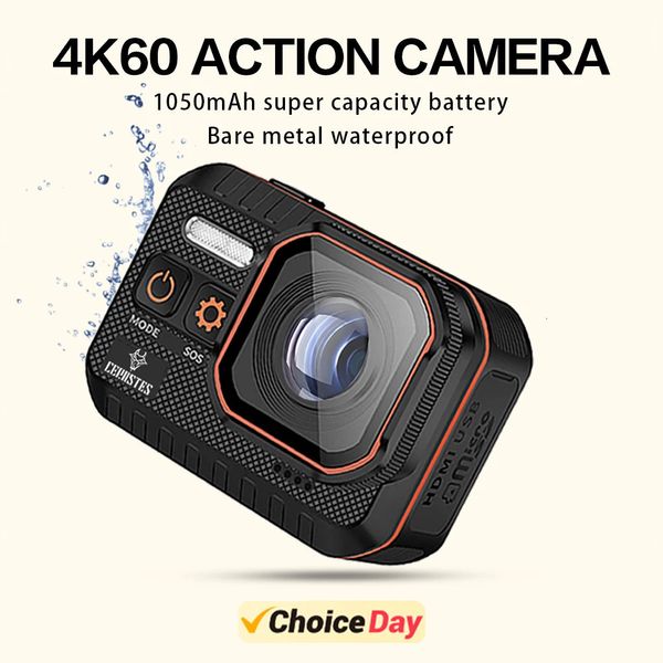 Câmera de ação CERASTES 4K60FPS com controle remoto Screen Propertimonespert Sport Drive Recorder Sports Capacete Cam 240407