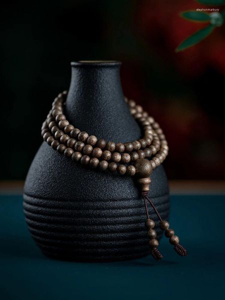 Серьги ожерелья устанавливают высококачественные Nha Trang Agarwood Beads Женские мужские мультикружные мультикружные браслет Eaglewood очень тонкий деревян