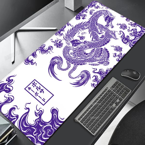 Отдыхает Dragon Mousepad Purple и White Deskmat Japan Playmat Laptop Mouse Pad Gamer Anime Office Gaming Keyboard Rubber Deskpad Deskpad