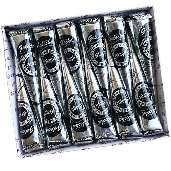 INKS 1PC Natural Indian Henna Tattoo Ink Black Mehndi Pasta Cones Body Art Stick Mehndi Body Paint Art Disponível Temporário