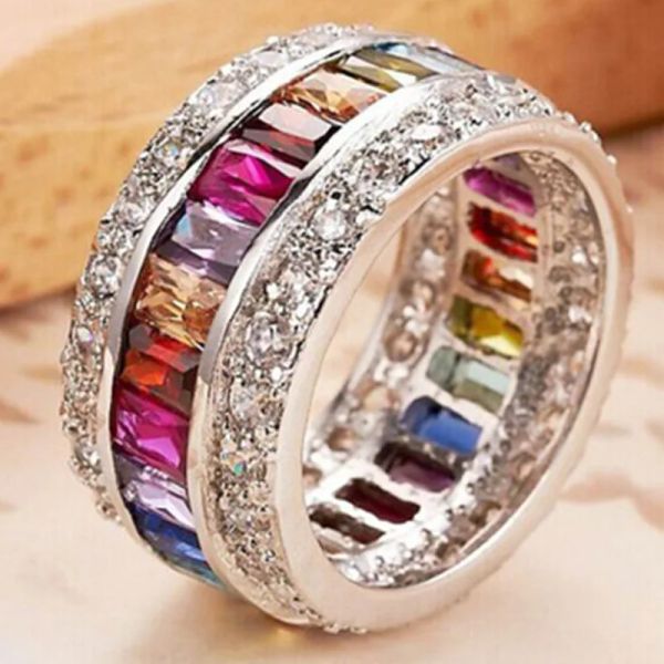 Bands Milangirl Luxury Romantic Zircone Wedding Engagement Round Circle Couple Rings for Women Jewelry Ring