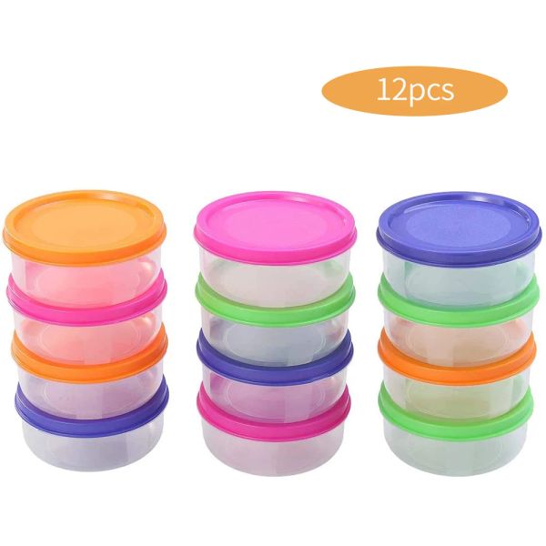 Caixas de 12 pcs com tampas 150 ml Round Mini Crisper Freezer Box Plástico Contêiner de armazenamento refrigerador de alimentos para frutas para vegetais de frutas