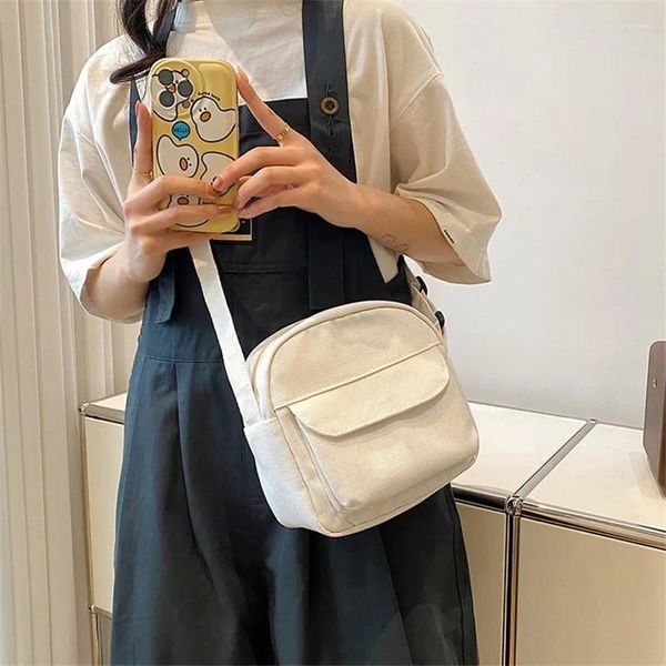 Torba Moda Küçük Tuval Çapraz Bags Kadınlar için 2024 Mini Omuz Telefon Çanta Kız Öğrenci Pamuklu Kumaş Kadın Çantalar Flep