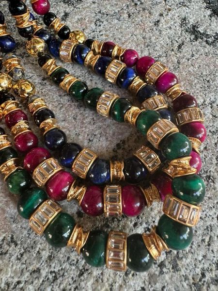 Choker Europäische und amerikanische Vintage Mode Dopamin Farbe Naturstein Perlen Halskette Frauenschmuckzubehör