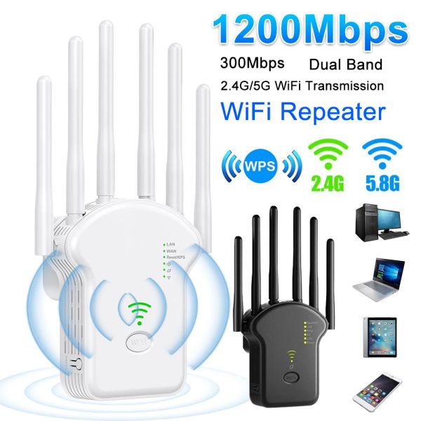 Router Wireless Repeater WiFi 1200 MBPS/300 MBPS WiFi Signal Booster Router Dualband 2.4G 5G WiFi Extender Network Amplificatore Home Office
