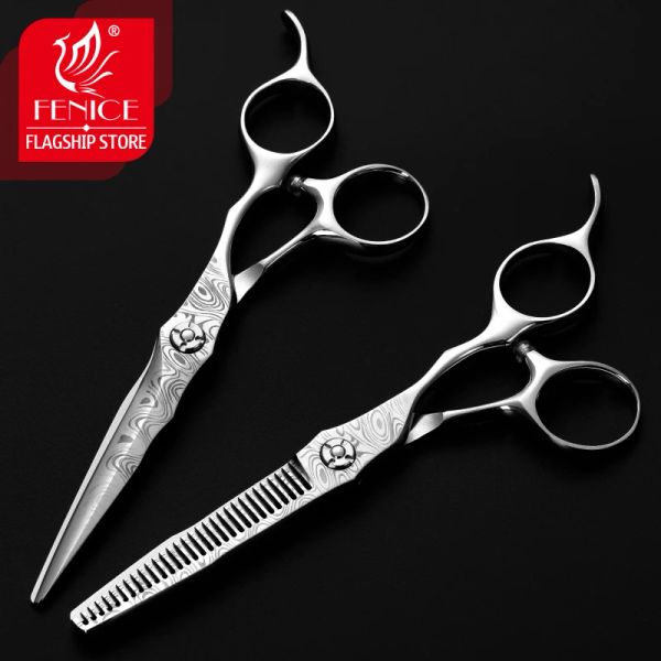 Schere Fenice 6 '' Japanische VG10 Kobalt Legierungschere zum Schneiden von Haare Damaskus Professionelles Friseur -Friseur -Shop -Lieferungen