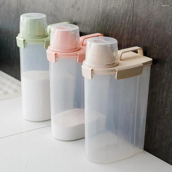 Lagerflaschen 3L Reisbehälter mit Messbecher klarer luftdichter Deckel großer Kapazität Griff Mehlbohnen Getreide Getreide Lebensmittelboxhalter