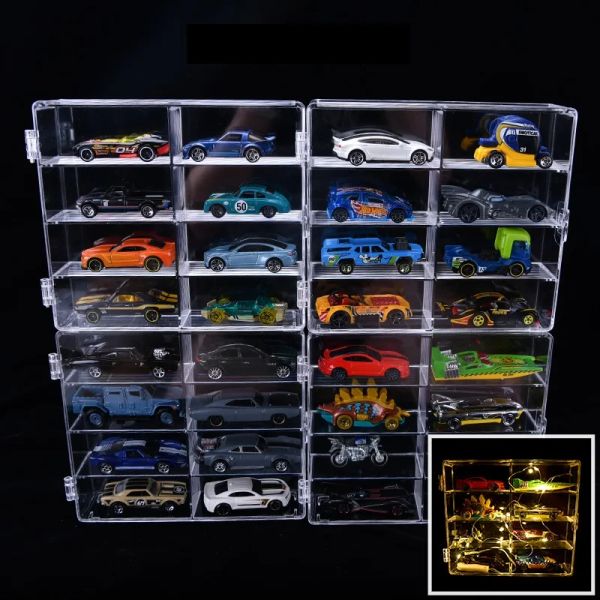 Bins 8 Gitter 1:64 Auto Modell Spielzeugspeicherbox Spielzeugauto -Modell Domeka Modell Staubdichtes Box Puppe Handgemachte transparente Acryl -Display -Box