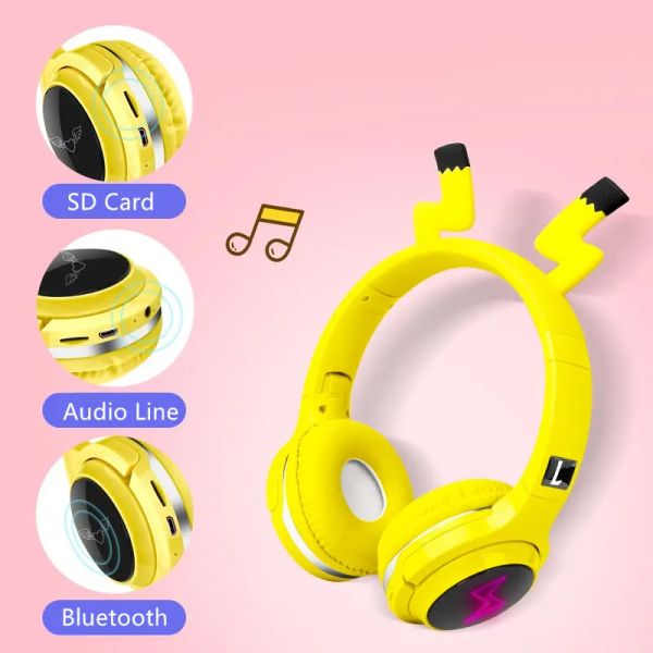 Stiefel süße Kinder Bluetooth Compatible 5.0 Headset 7 Farben LED Kopfhörer Support SD Card Audio Kabel Kopfhörer Jungen Mädchen Geschenk Kinder Kinder